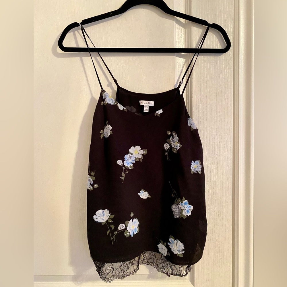 Black Floral Camisole with Lace